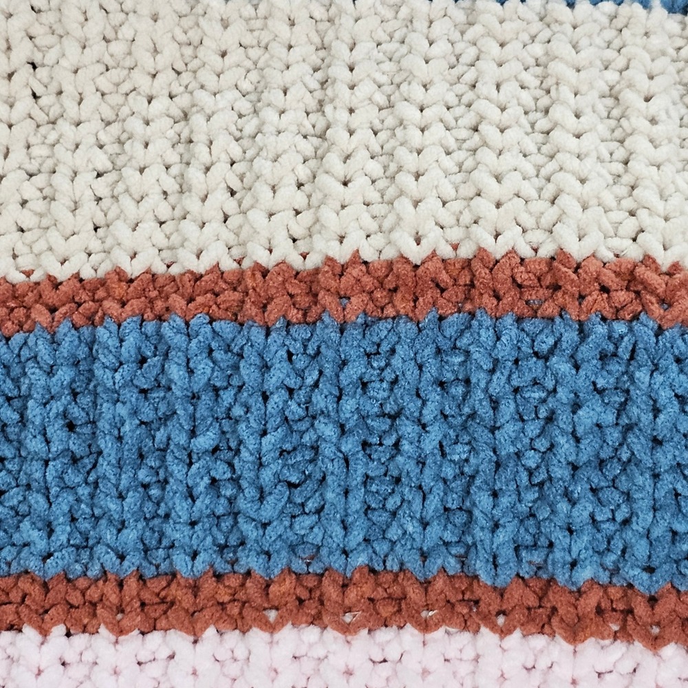 Altar'd State Womens Chenille Striped Cropped Sweater Blue Pink SYD6404JN-A Med - Picture 10 of 10